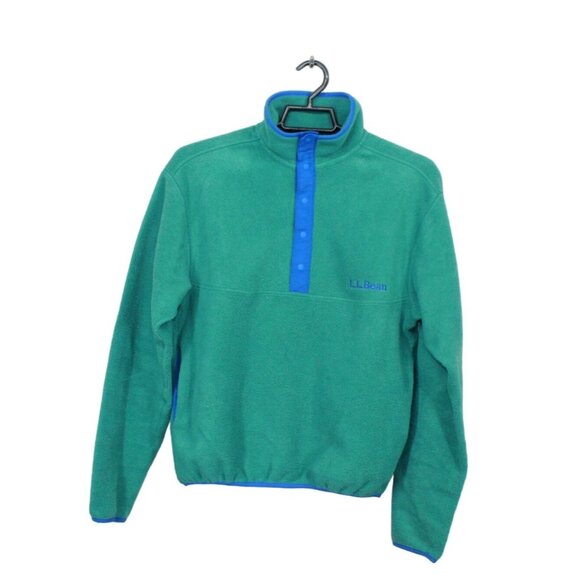 LL Bean Beans Classic Fleece Pullover Relaxed Quarter Snap Green XXS - Picture 1 of 11